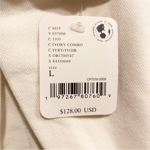 Free People Movement Hot Track Stripe Varsity Jacket Size L in Ivory Combo NWT - Picture 13 of 14